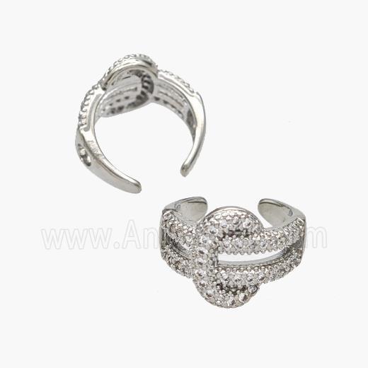Copper Clip Earrings Pave Zirconia Platinum Plated