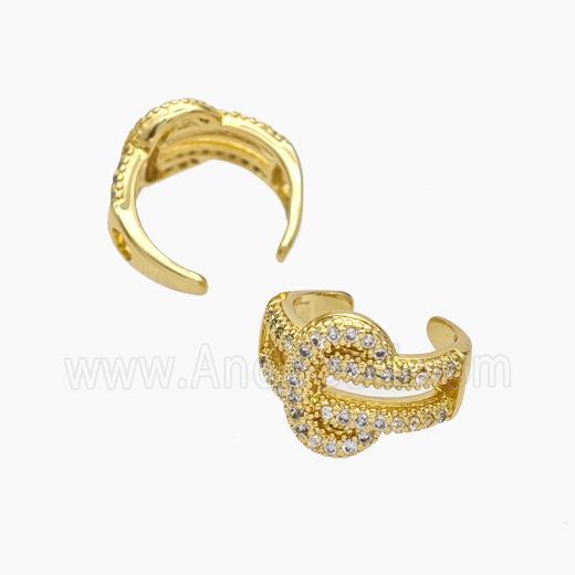 Copper Clip Earrings Pave Zirconia Gold Plated