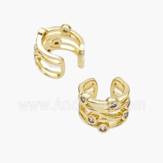 Copper Clip Earrings Pave Zirconia Gold Plated