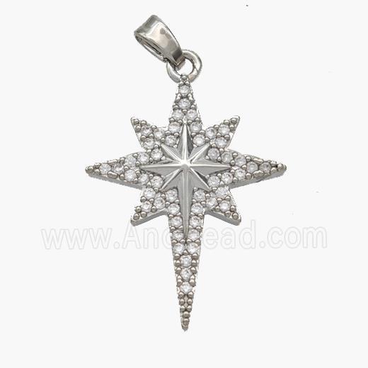 Copper Northstar Pendant Pave Zirconia Platinum Plated