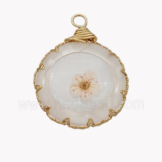 Acrylic Flower Pendant Gold Plated