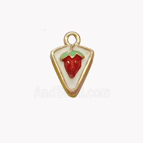 Copper Strawberry Pendant Red Enamel Gold Plated
