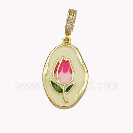 Copper Flower Pendant Enamel Gold Plated