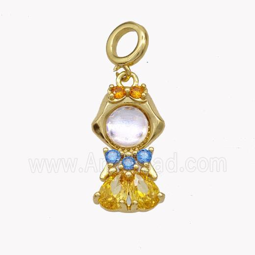 Copper KidGirls Pendant Pave Cateye Glass Gold Plated
