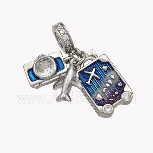 Copper Camera Airplane Pave Zirconia Painted