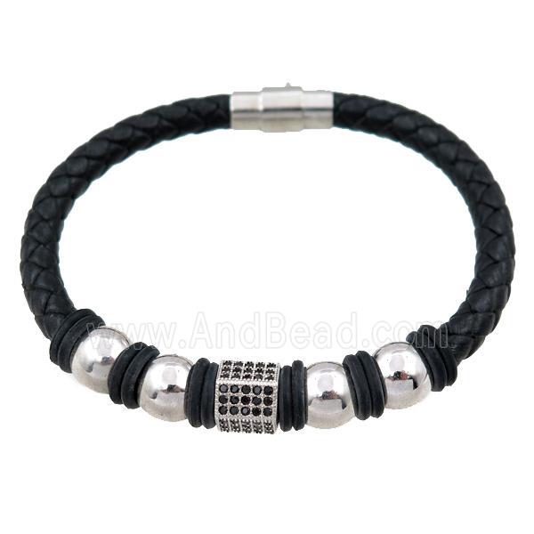 PU leather bracelet with magnetic clasp