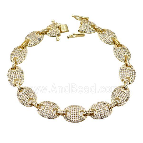 copper bracelets pave zircon, gold plated