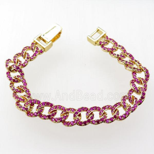 copper bracelet pave zircon, gold plated