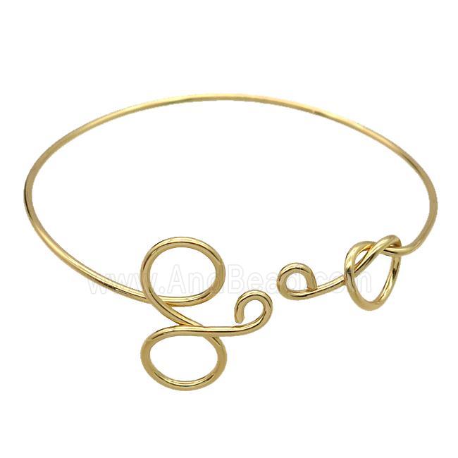 adjustable copper bangle with heart, gold plated