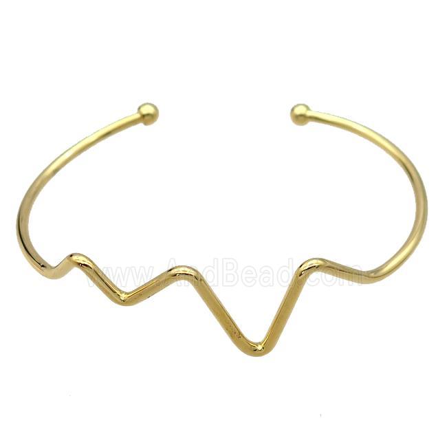 copper bangle, adjustable, gold plated