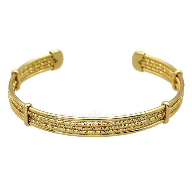 copper bangle, adjustable, gold plated