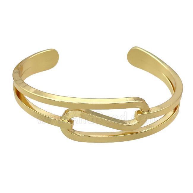 copper bangle, adjustable, gold plated