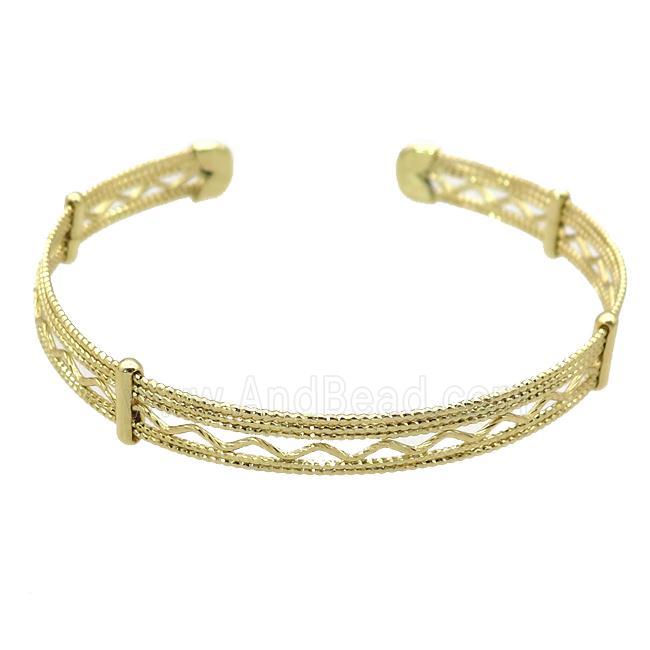 copper bangle, adjustable, gold plated