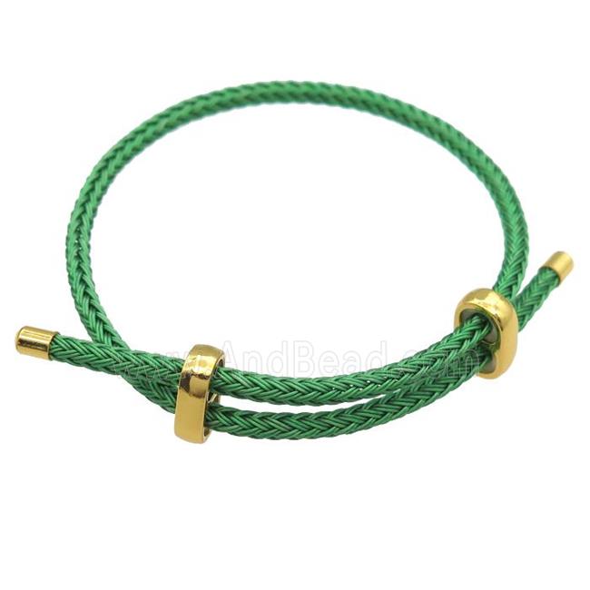 green Tiger Tail Steel Bracelet, adjustable