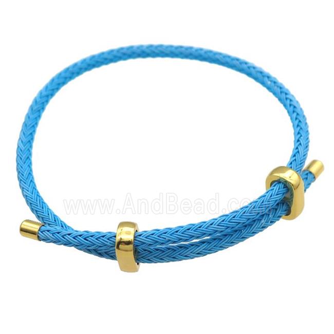 skyblue Tiger Tail Steel Bracelet, adjustable