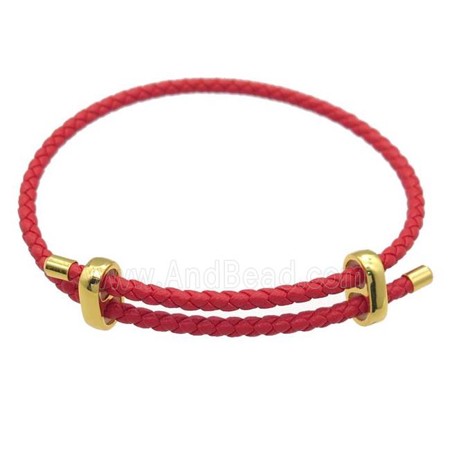 red PU Leather Bracelet, adjustable