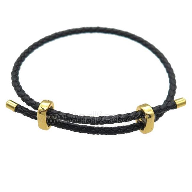 black PU Leather Bracelet, adjustable