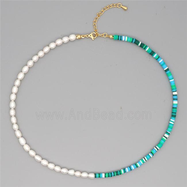 Pearl Necklace with polymer clay