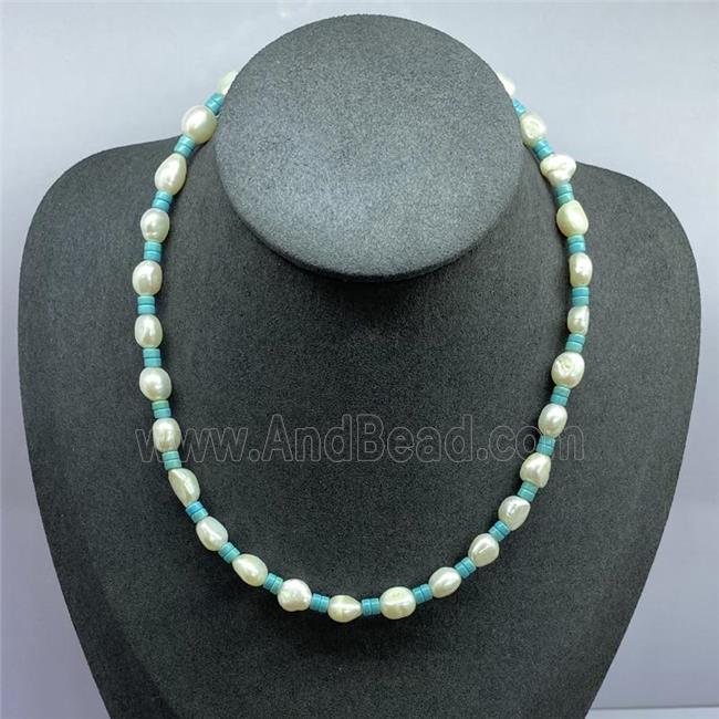 Pearl Necklace with Turquoise