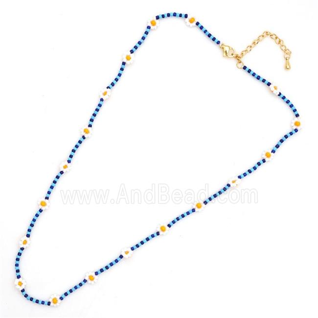 handmade Necklace with miyuki glass, braid flower