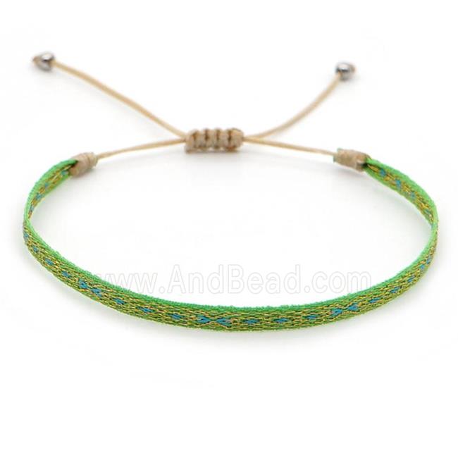 nepal style Handmade braid Bracelet, adjustable, green