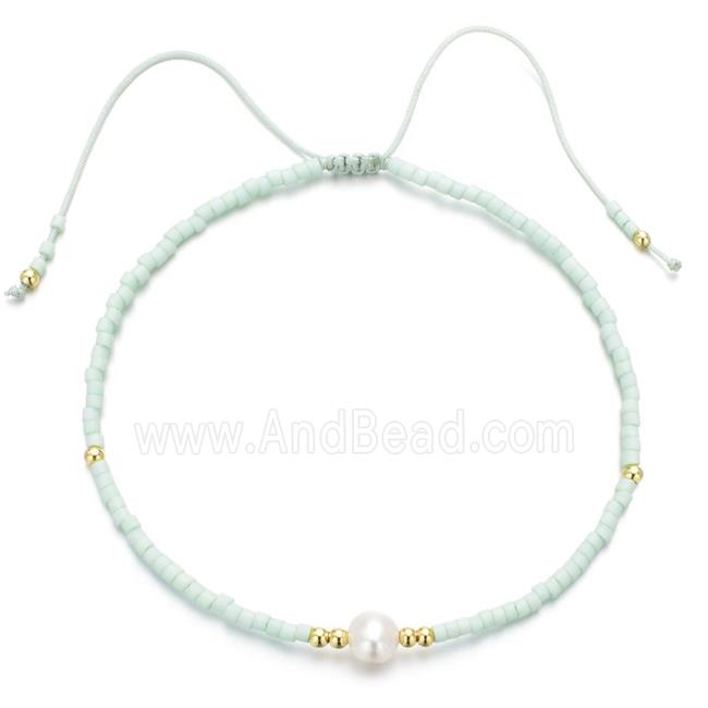 handmade miyuki glass Bracelet with Pearl, adjustable