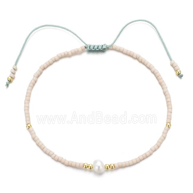 handmade miyuki glass Bracelet with Pearl, adjustable