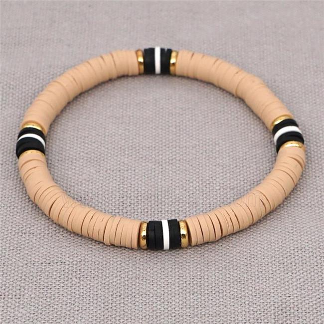 Polymer Clay Bracelet, stretchy, khaki