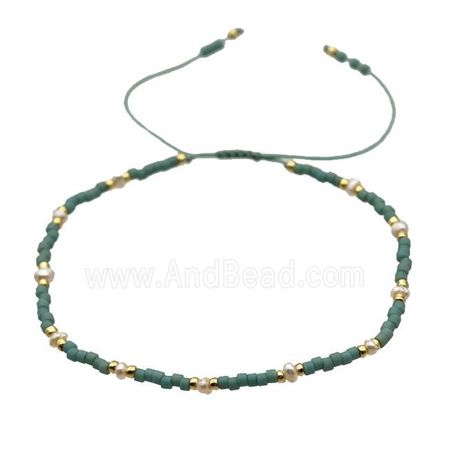handmade miyuki glass Bracelet with Pearl, adjustable