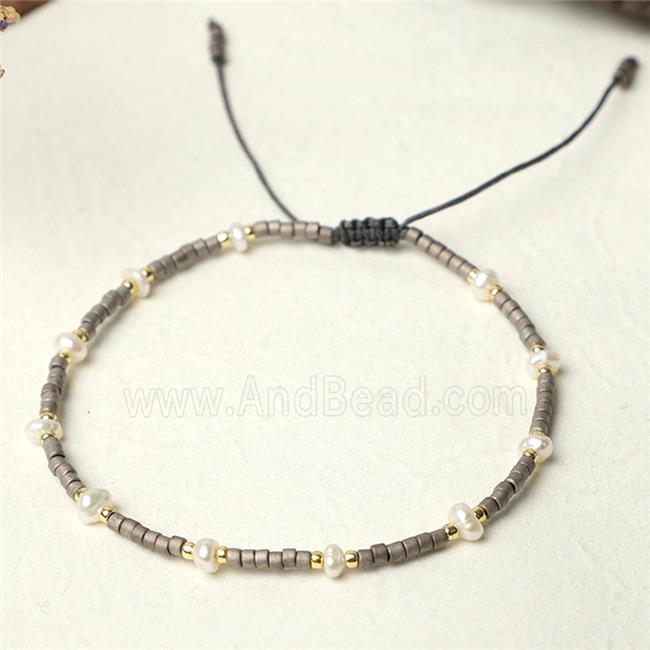 handmade miyuki glass Bracelet with Pearl, adjustable