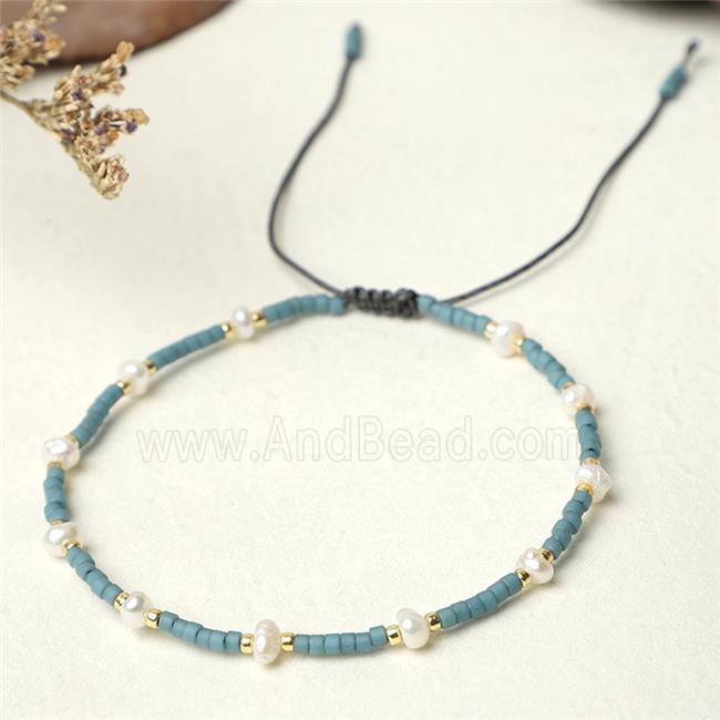 handmade miyuki glass Bracelet with Pearl, adjustable