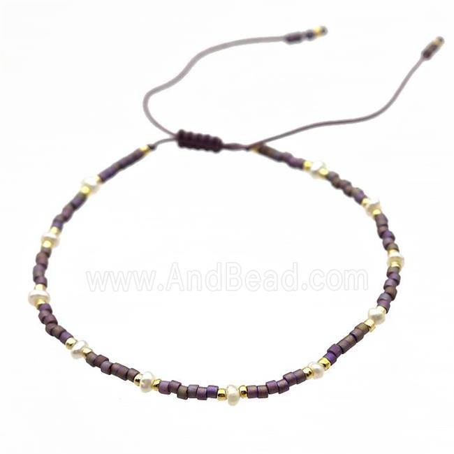 handmade miyuki glass Bracelet with Pearl, adjustable