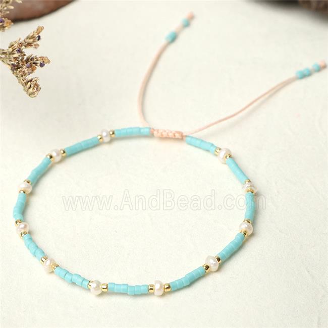 handmade miyuki glass Bracelet with Pearl, adjustable