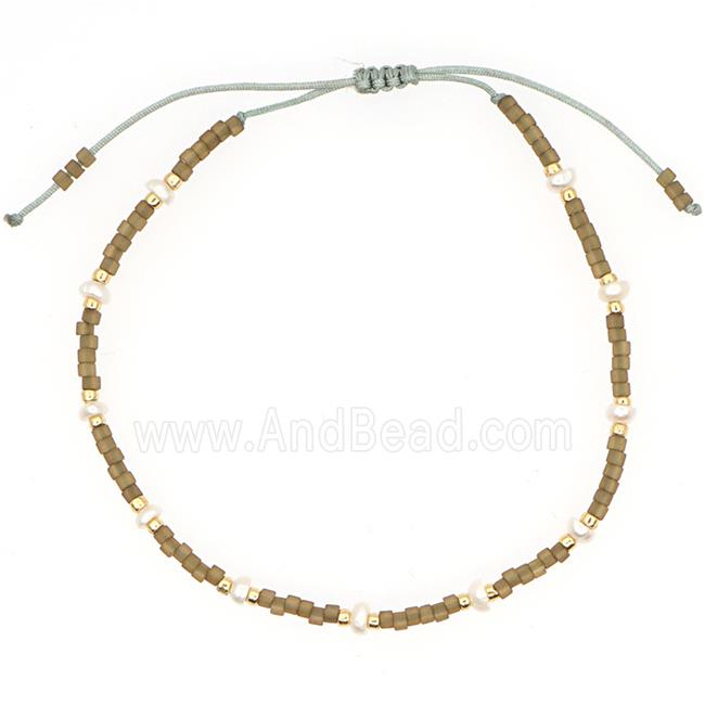 handmade miyuki glass Bracelet with Pearl, adjustable