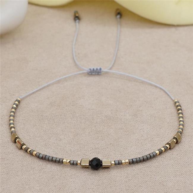 handmade miyuki seed glass Bracelet with spinel, adjustable