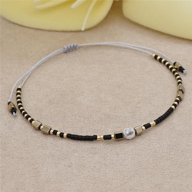 handmade miyuki glass Bracelet with howlite, adjustable