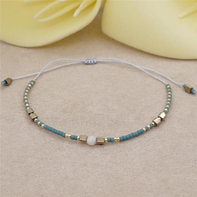 handmade miyuki glass Bracelet with gemstone, adjustable