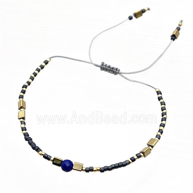 handmade miyuki glass Bracelet with gemstone, adjustable