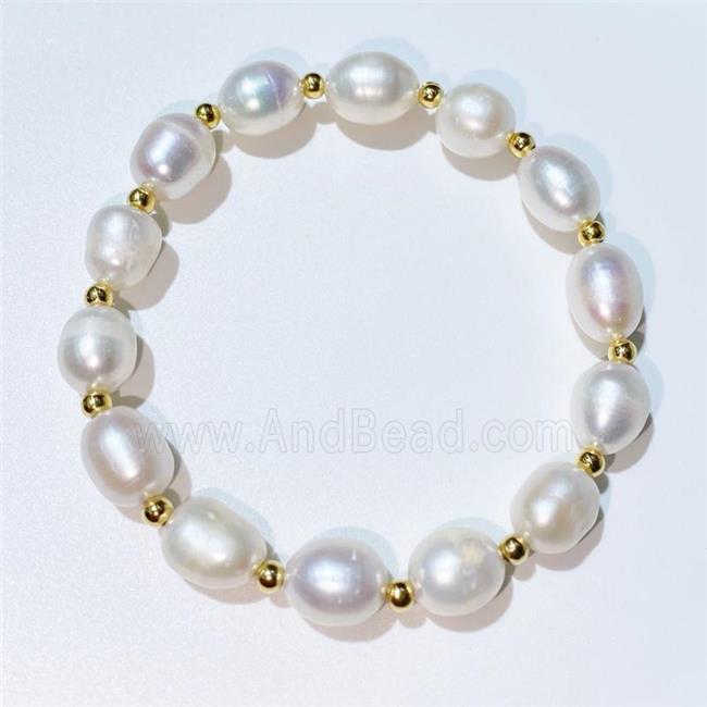 Pearl Bracelet with 14k copper, stretchy