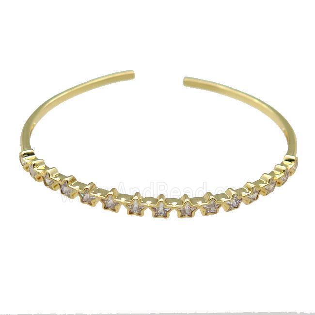 Copper Bangle Pave Zircon Star Gold Plated
