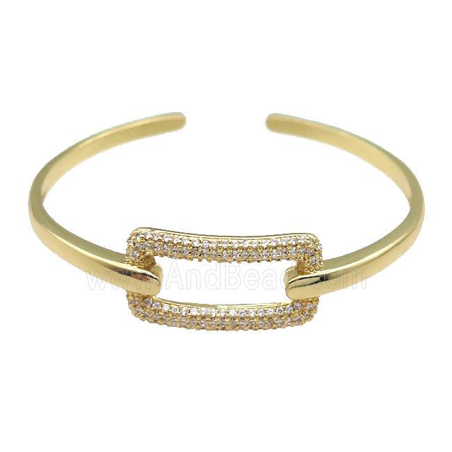 Copper Bangle Pave Zircon Gold Plated