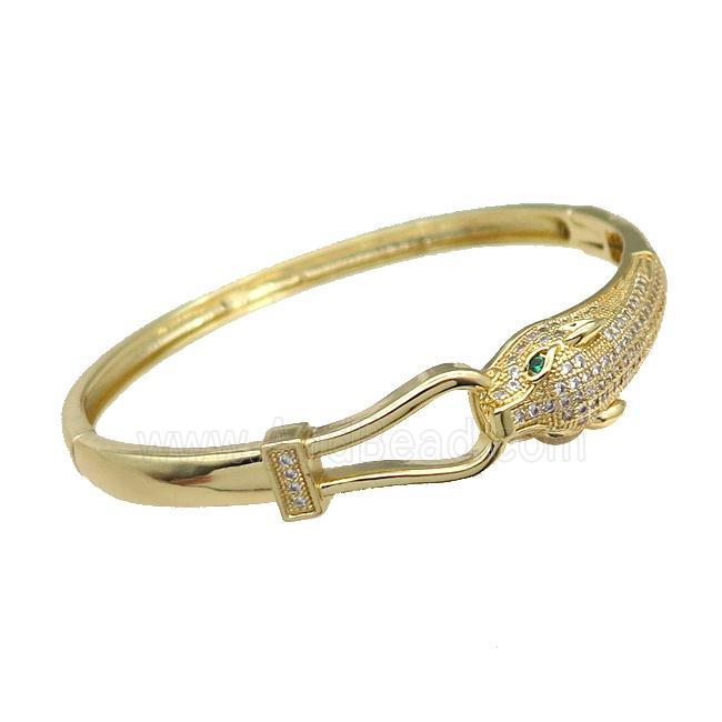 Copper Leopard Bangle Pave Zircon Gold Plated