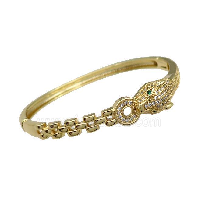 Copper Leopard Bangle Pave Zircon Gold Plated
