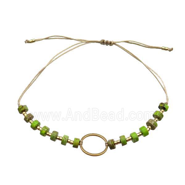 Imperial Jasper Bracelet Heishi Olive Adjustable