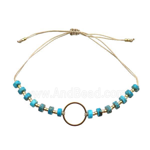 Imperial Jasper Bracelet Heishi Blue Adjustable