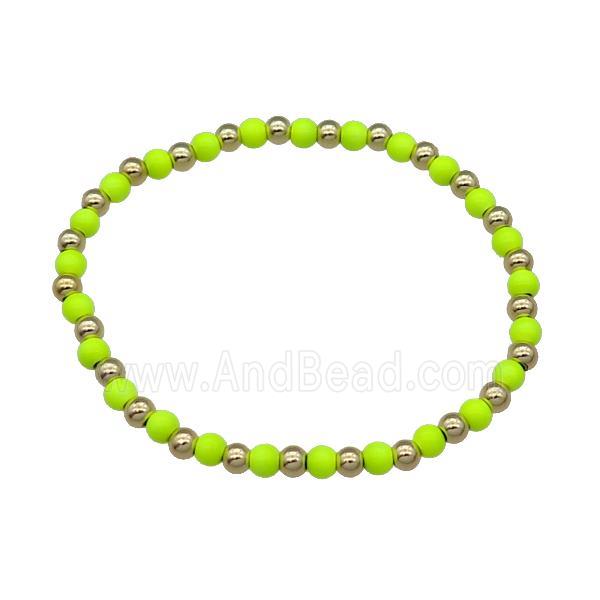 Copper Bracelet Stretchy Green Lacquered Gold Plated
