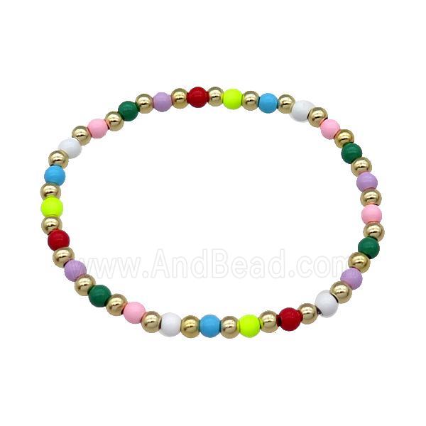 Copper Bracelet Stretchy Multicolor Lacquered Gold Plated