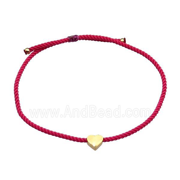 Red Nylon Bracelet Heart Adjustable
