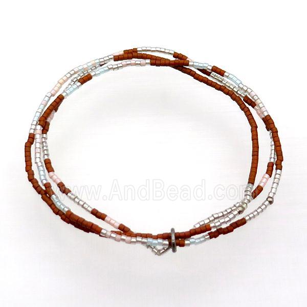 Seed Glass Bracelet 3 Strands Stretchy