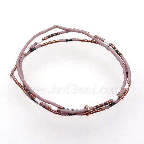 Seed Glass Bracelet 3 Strands Stretchy
